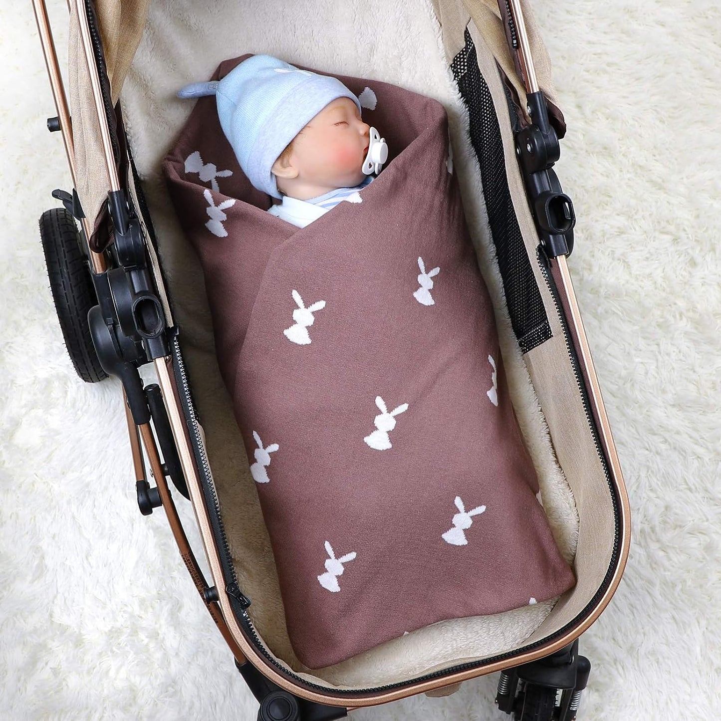 Wrap me Baby Wrap Blanket Soft 100% Cotton - Bunny Pattern