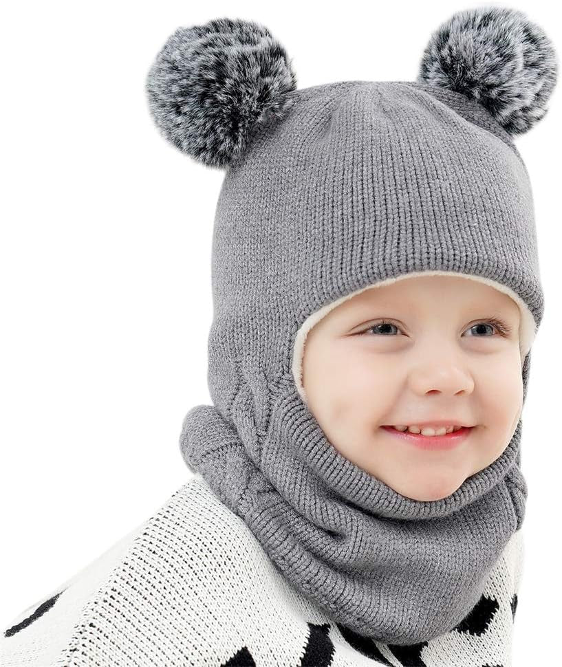 Cozy Baby Grey Winter Hat Scarf Set Unisex