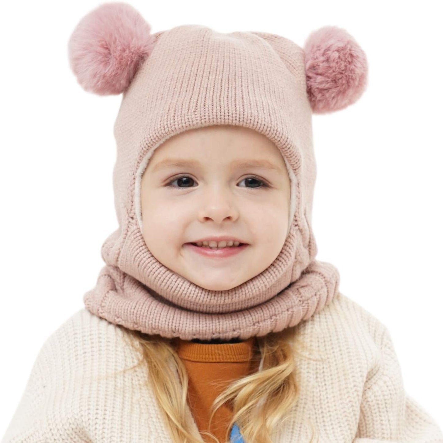 Cozy Baby Pink Winter Hat Scarf Set 