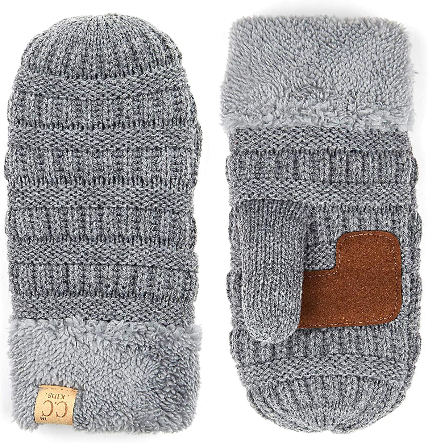 Fuzzy Warmers Kids Gloves Grey