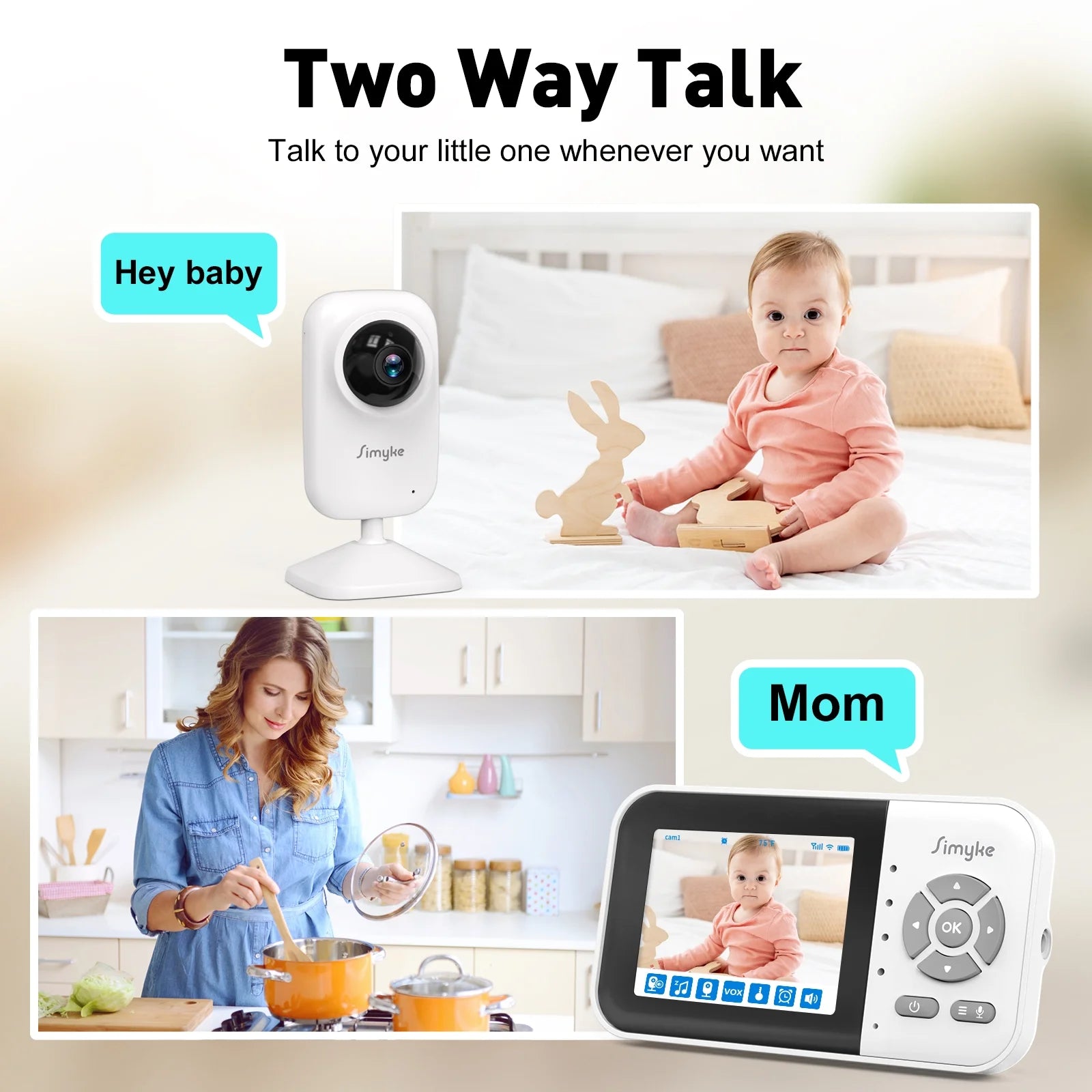  Video Baby Monitor,Wifi Baby Camera,2.8" LCD Display