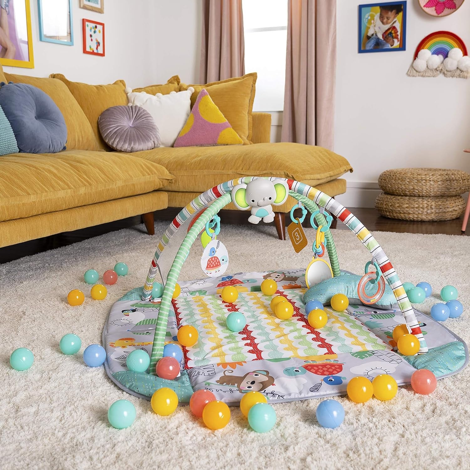 Happy Play 5-In-1 Jumbo Play Mat Converter to Ball Pit Baby Gym