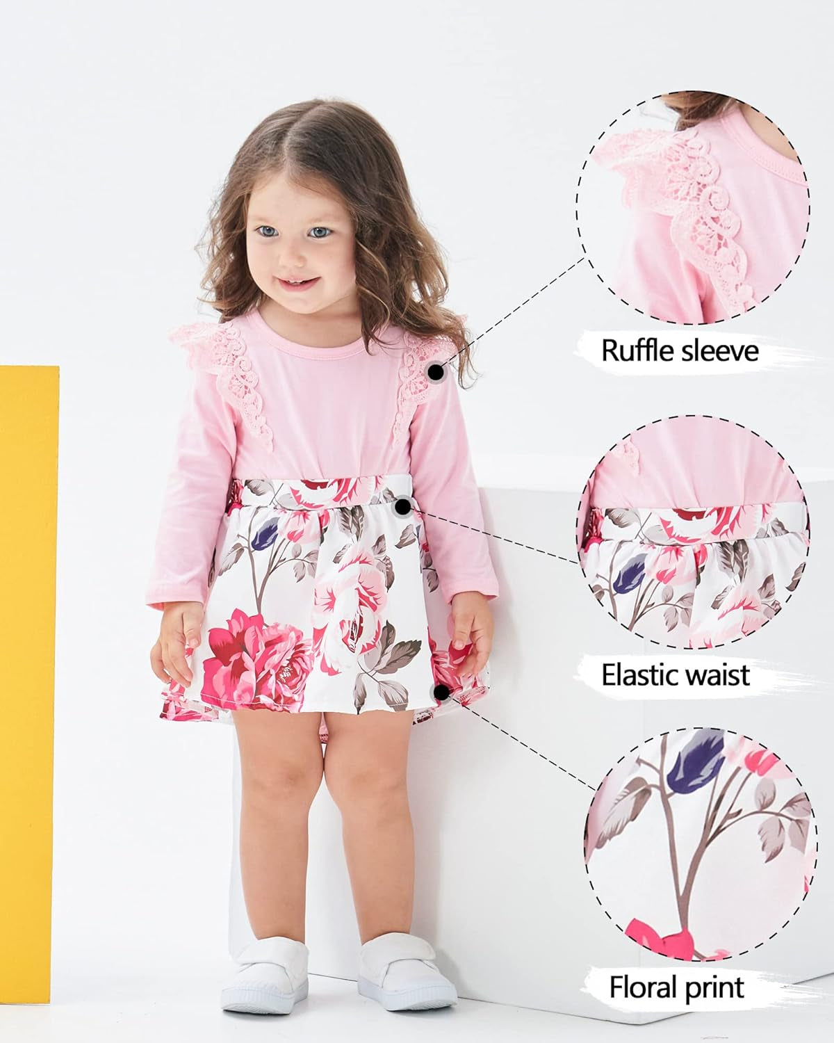 Floral Princess Infant Ruffle Sleeve Romper Dress