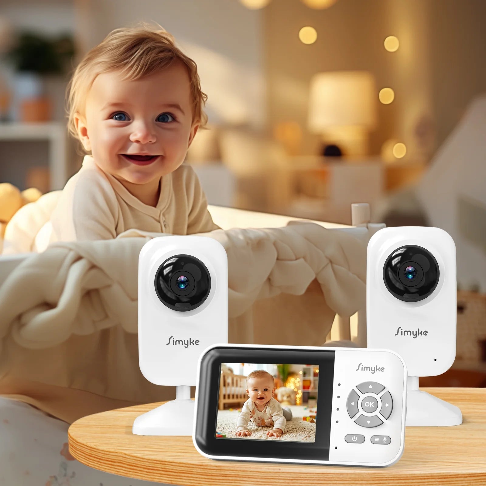 Tech Video Baby Monitor with 2 Cameras and Audio 2.8" LCD Screen