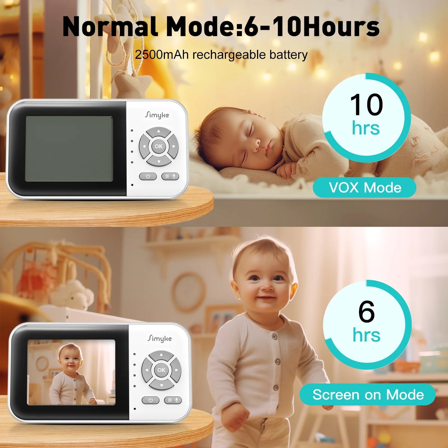 Tech Video Baby Monitor with 2 Cameras and Audio 2.8" LCD Screen