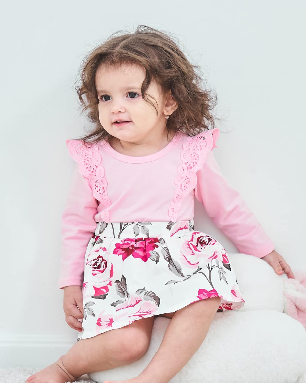 Floral Princess Infant Ruffle Sleeve Romper Dress