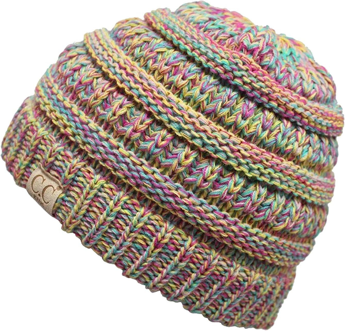 Multicolor Hipster Beanie Ribbed Knit Skully Cap