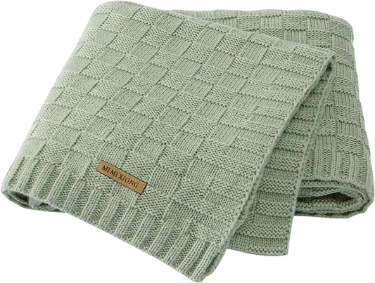 Cozy Knit Baby Blankets  Sage Green 40"X30"