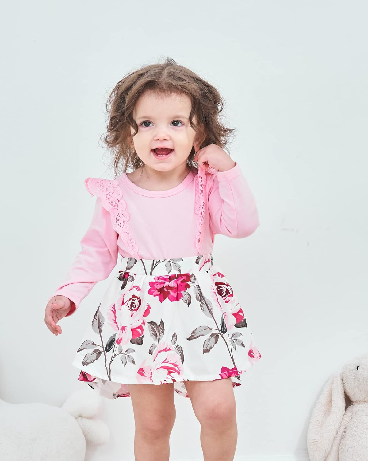 Floral Princess Infant Ruffle Sleeve Romper Dress