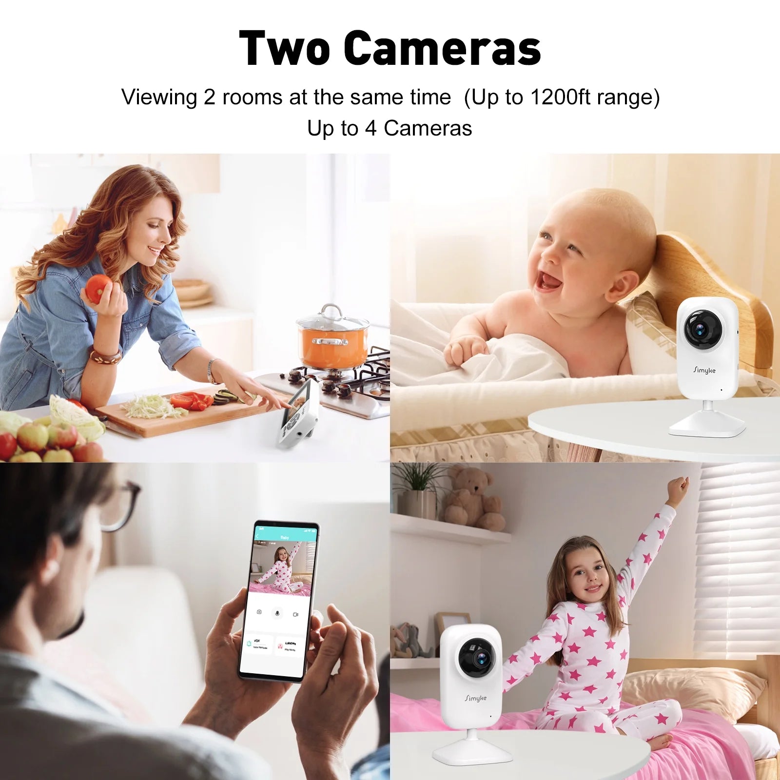 Tech Video Baby Monitor with 2 Cameras and Audio 2.8" LCD Screen