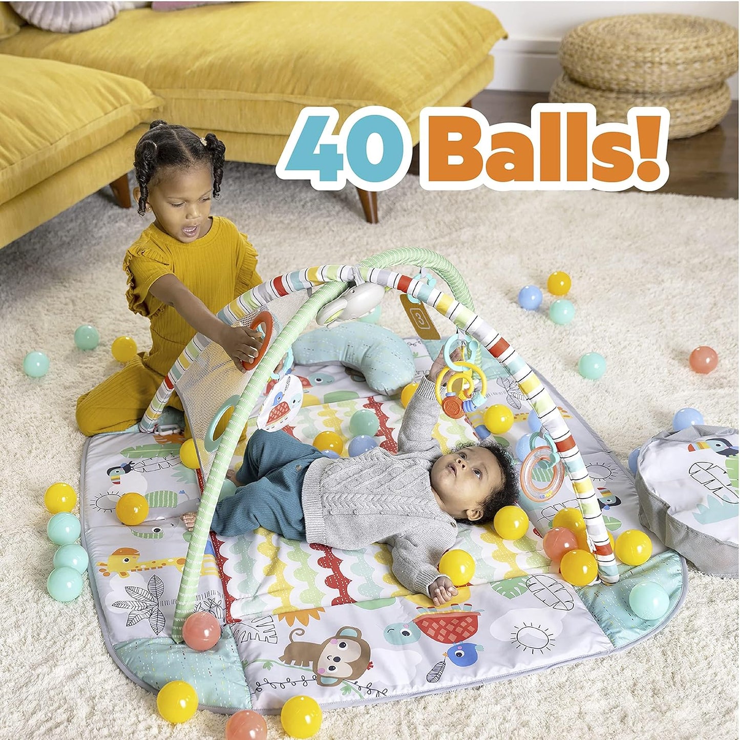 Happy Play 5-In-1 Jumbo Play Mat Converter to Ball Pit Baby Gym