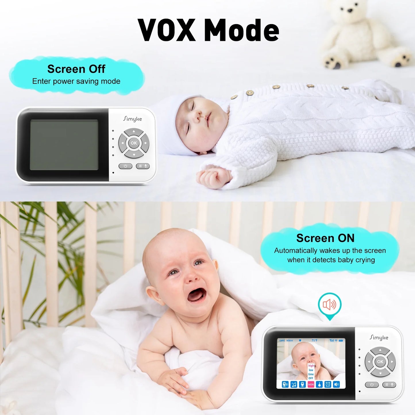  Video Baby Monitor,Wifi Baby Camera,2.8" LCD Display