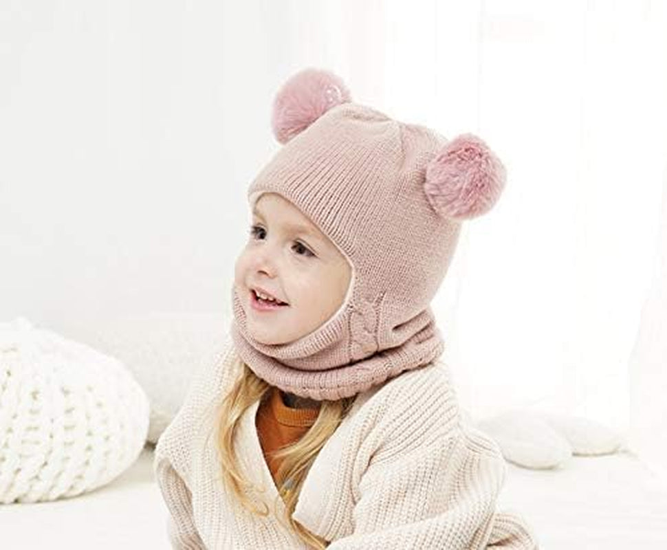 Cozy Baby Pink Winter Hat Scarf Set 