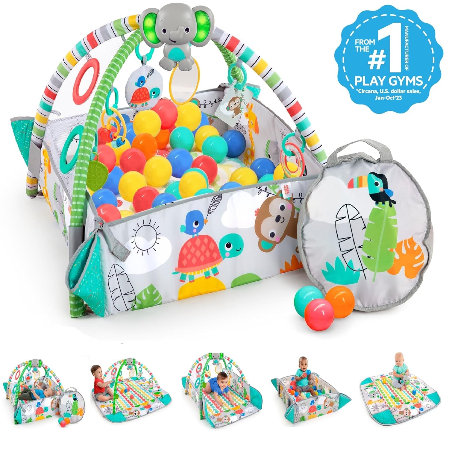 Happy Play 5-In-1 Jumbo Play Mat Converter to Ball Pit Baby Gym