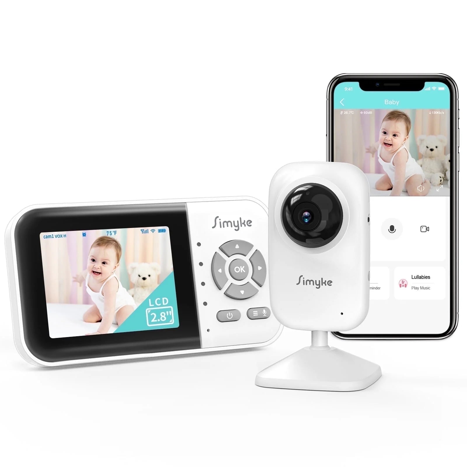  Video Baby Monitor,Wifi Baby Camera,2.8" LCD Display