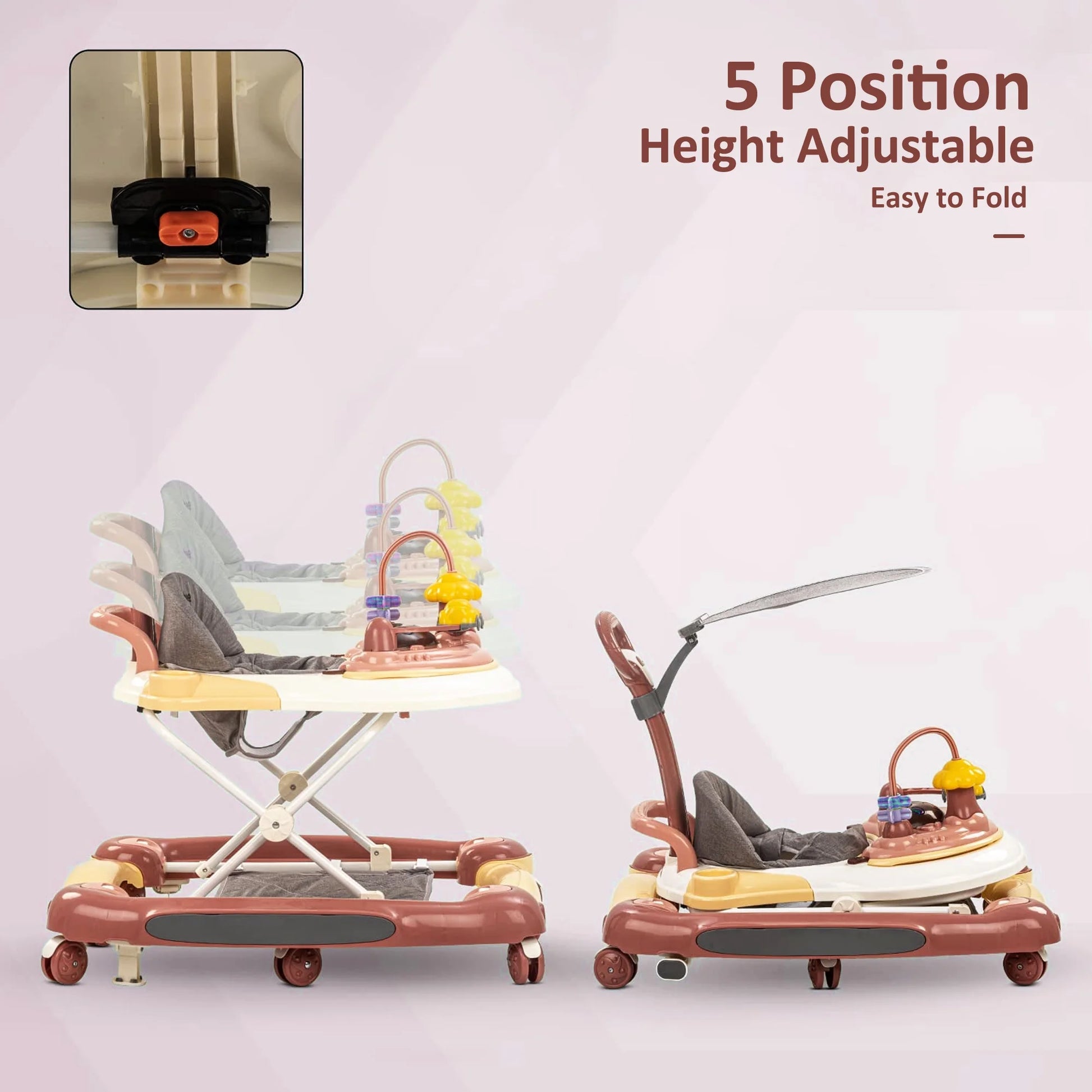 The Mega Baby Walker with Wheels  5-In-1 Unisex Walker Bouncer